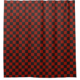 Cortina Para Box Black and Deep red checkerboard pattern