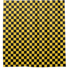 Cortina Para Box Black and gold checkerboard pattern