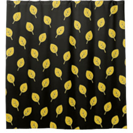 Cortina Para Box Black and Golden Yellow Leaves