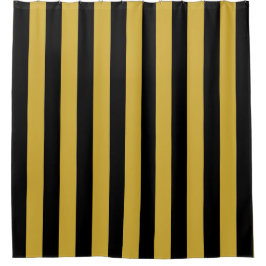 Cortina Para Box Black and Metallic Gold Vertical Striped Stylish