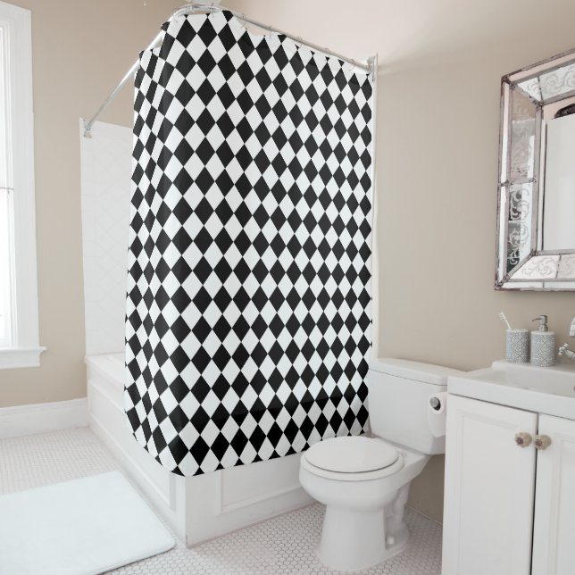 Cortina Para Box Black and White Chevron Pattern Unique Stylish (In Situ)