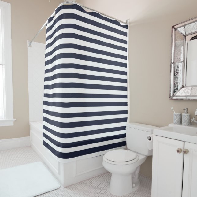 Cortina Para Box Black And White Stripe  (In Situ)