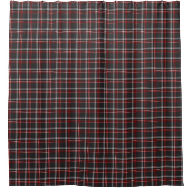 Cortina Para Box Black Burgundy White Plaid Shower Curtain (Frente)