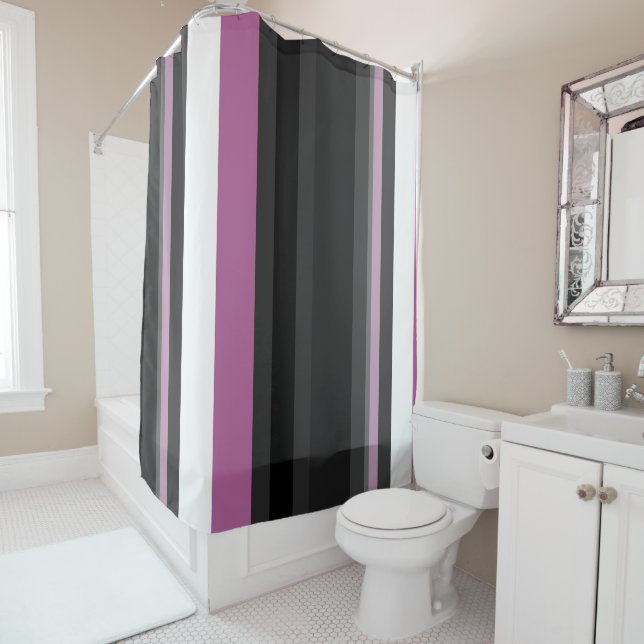 Cortina Para Box Black, Cinza e White Stripes (In Situ)