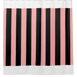 Cortina Para Box Black & Coral Pink Striped Shower Curtain