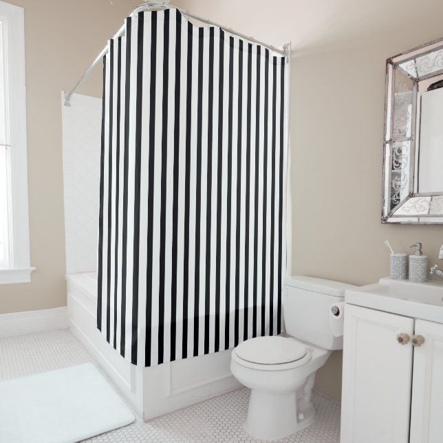 Cortina Para Box Black Vertical E White Stripe Negros (In Situ)