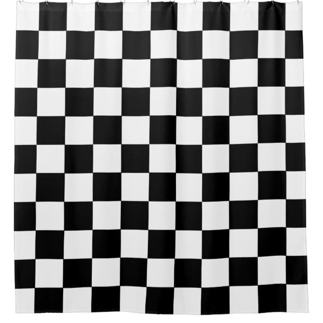 Cortina Para Box Black White Checkered Shower Curtain (Frente)