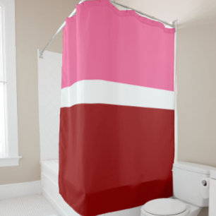 Cortina Para Box Bloco de Cor Rosa Branco Marrom Vermelho 