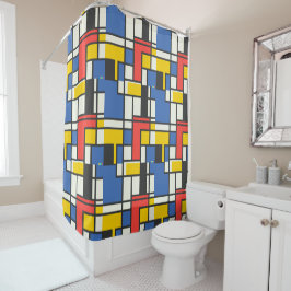 Cortina Para Box Blocos de Cor do Estilo Mondrian
