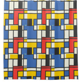 Cortina Para Box Blocos de Cor do Estilo Mondrian