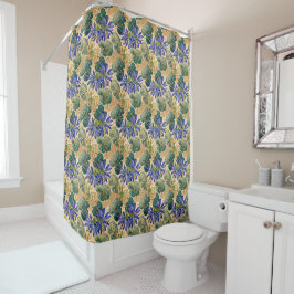 Cortina Para Box Blue Agapanthus em Tan Floral