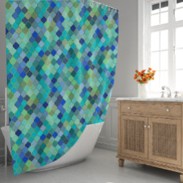Cortina Para Box Blue Aqua Moroccan Mosaic Pattern
