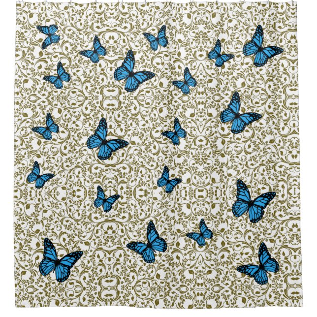 Cortina Para Box Blue butterfly gold garden (Frente)