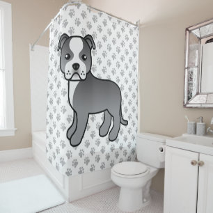 Cortina Para Box Blue E White Staffordshire Bull Terrier Dog