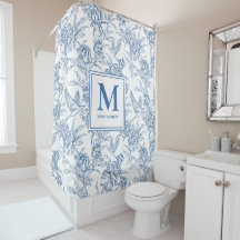 Blue French Toile Monogram