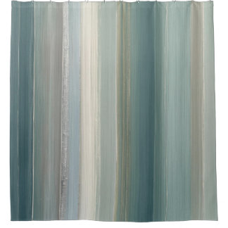 Cortina Para Box Blue Green Abstract Coastal Stripe
