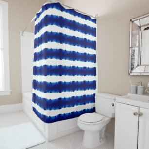 Cortina Para Box Blue Shibori Stripe Large Pattern Náutico