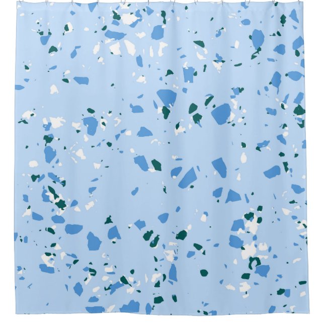 Cortina Para Box Blue Terrazzo Pattern (Frente)
