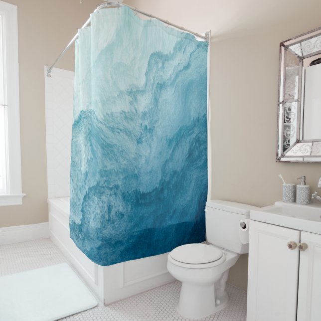 Cortina Para Box Blue Tranquil Ocean Ondas Natureza Abstrato Art (In Situ)