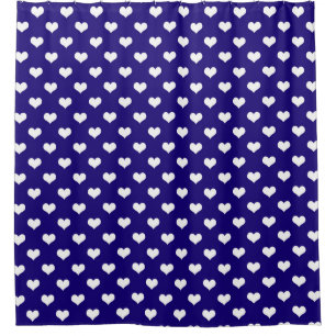 Cortina Para Box Blue White Love Heart Design