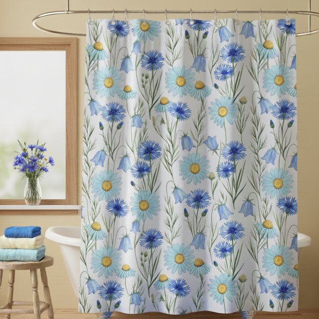 Cortina Para Box Blue Wildflower Meadow Shower (Criador carregado)