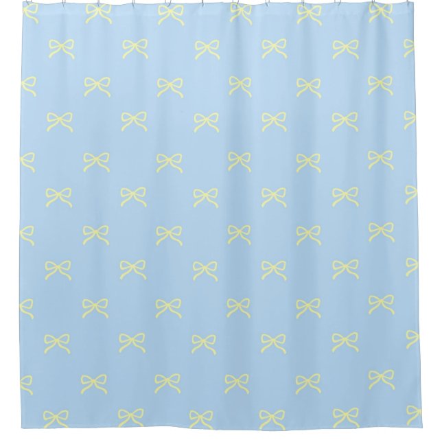 Cortina Para Box Blue Yellow Pastel Bow Pattern Pretty Feminine (Frente)