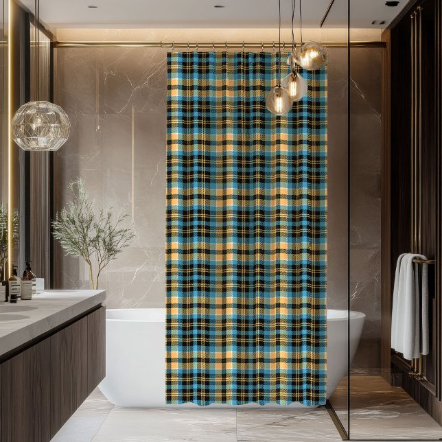 Cortina Para Box Blue & Yellow Tartan Shower Curtain Man Gift Pick (Blue & Yellow Tartan Shower Curtain Man Gift Pick)