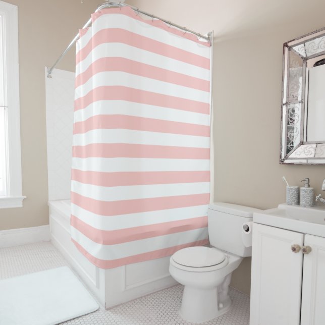 Cortina Para Box Blush Pink e White Stripes | Cores editáveis (In Situ)