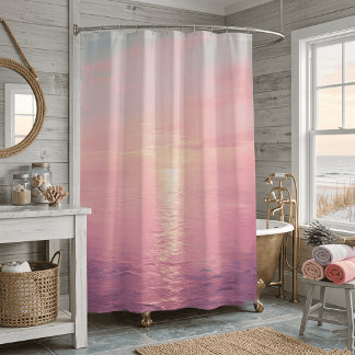 Cortina Para Box Blush Pink Ocean Beach Sunset Horizon Seascape