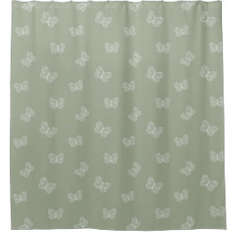 Cortina Para Box Boho Butterfly Pattern Neutral Modern Sage Green