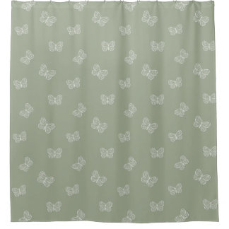 Cortina Para Box Boho Butterfly Pattern Neutral Modern Sage Green