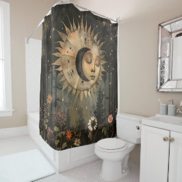 Cortina Para Box Boho Celestial Sun Moon Wildflower Garden