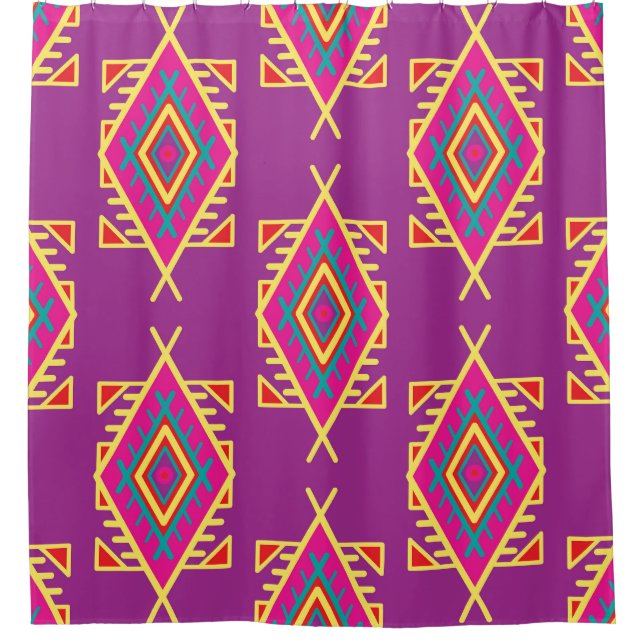 Cortina Para Box Boho Chic: Ornamento Étnico Sem Costura (Frente)