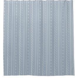 Cortina Para Box Boho Costeiro Faixa Geométrica Listra Azul Poeiren