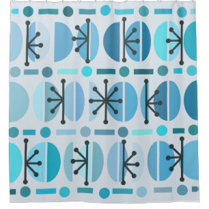 Cortina Para Box Boho Retro Bowls Linhas Turquoise