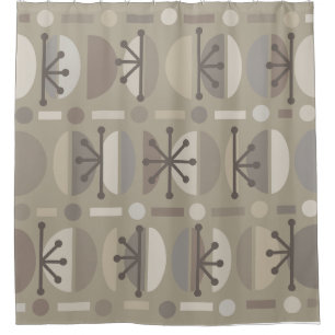 Cortina Para Box Boho Retro Bowls Taupe