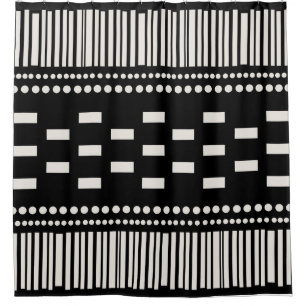 Cortina Para Box Boho Scandinavian Lines Dots Black White