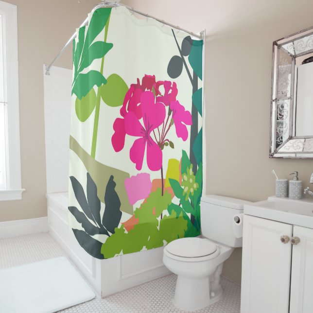 Cortina Para Box Bold Blooming Geraniums Florist Modern (In Situ)