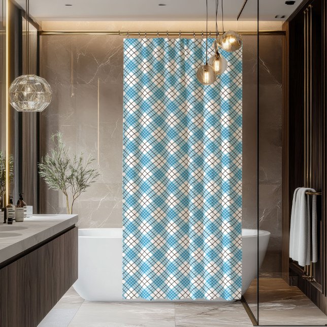 Cortina Para Box Bold Blue & Yellow Plaid Shower Curtain Gift Man (Bold Blue & Yellow Plaid Shower Curtain Gift for Him)