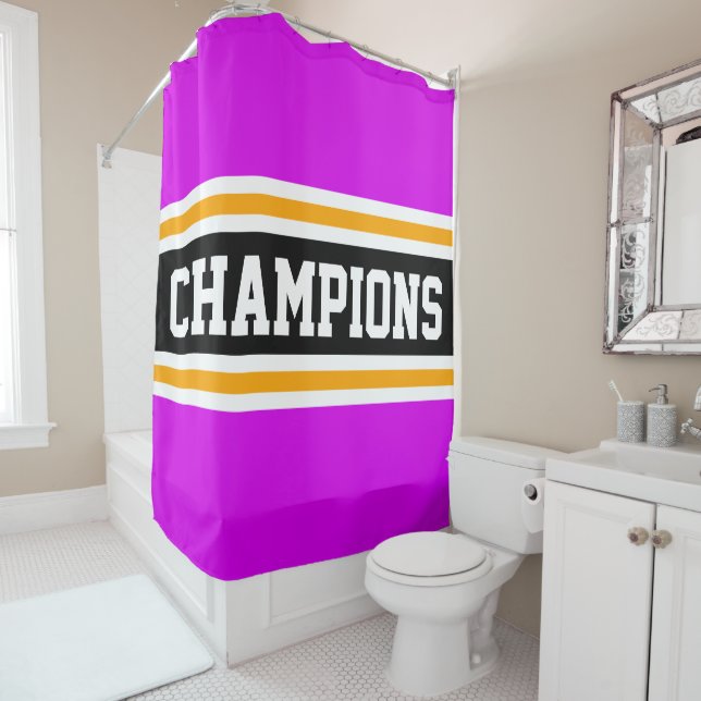 Cortina Para Box Bold CHAMPIONS Bright Pink Racing Strips (In Situ)