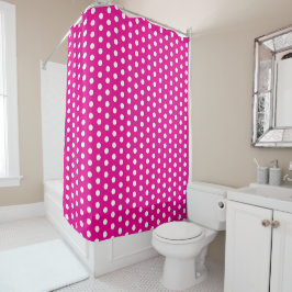 Cortina Para Box Bold White Polka Dots on Hot Pink