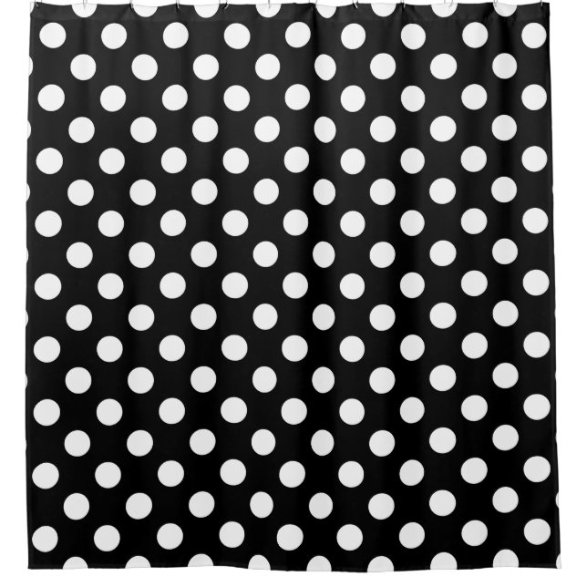Cortina Para Box Bolinhas brancas em preto (Frente)