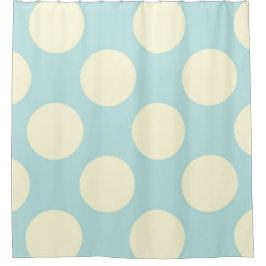 Cortina Para Box Bolinhas grandes brancas e azuis modernas