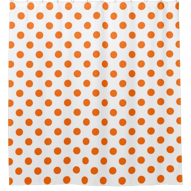 Cortina Para Box Bolinhas Laranja de Fundo Branco (Frente)