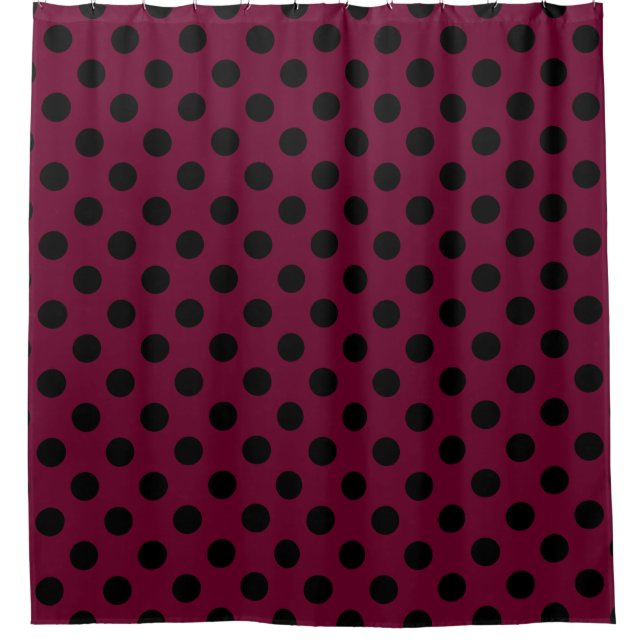 Cortina Para Box Bolinhas negras com burgundy (Frente)