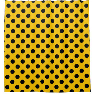 Cortina Para Box Bolinhas pretas em amarelo