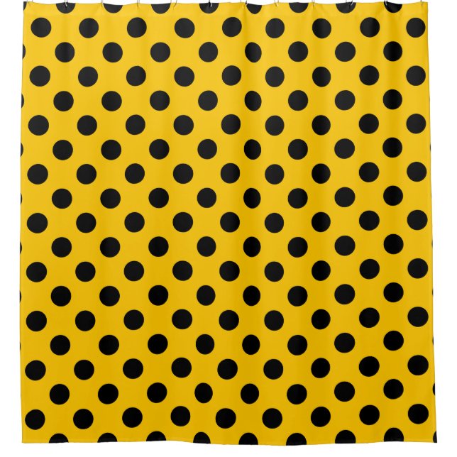 Cortina Para Box Bolinhas pretas em amarelo (Frente)