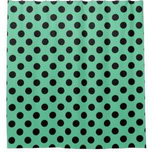 Cortina Para Box bolinhas pretas em verde de menta