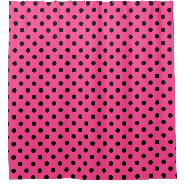 Cortina Para Box Bolinhas rosa e pretas (Frente)
