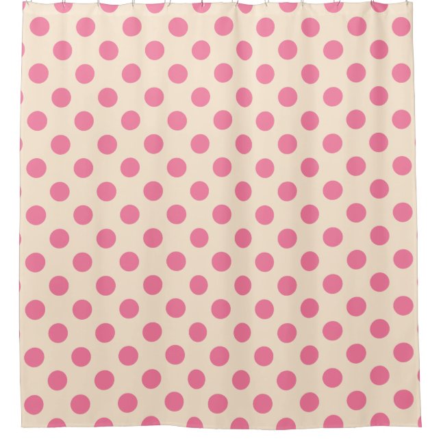 Cortina Para Box Bolinhas rosa em creme (Frente)